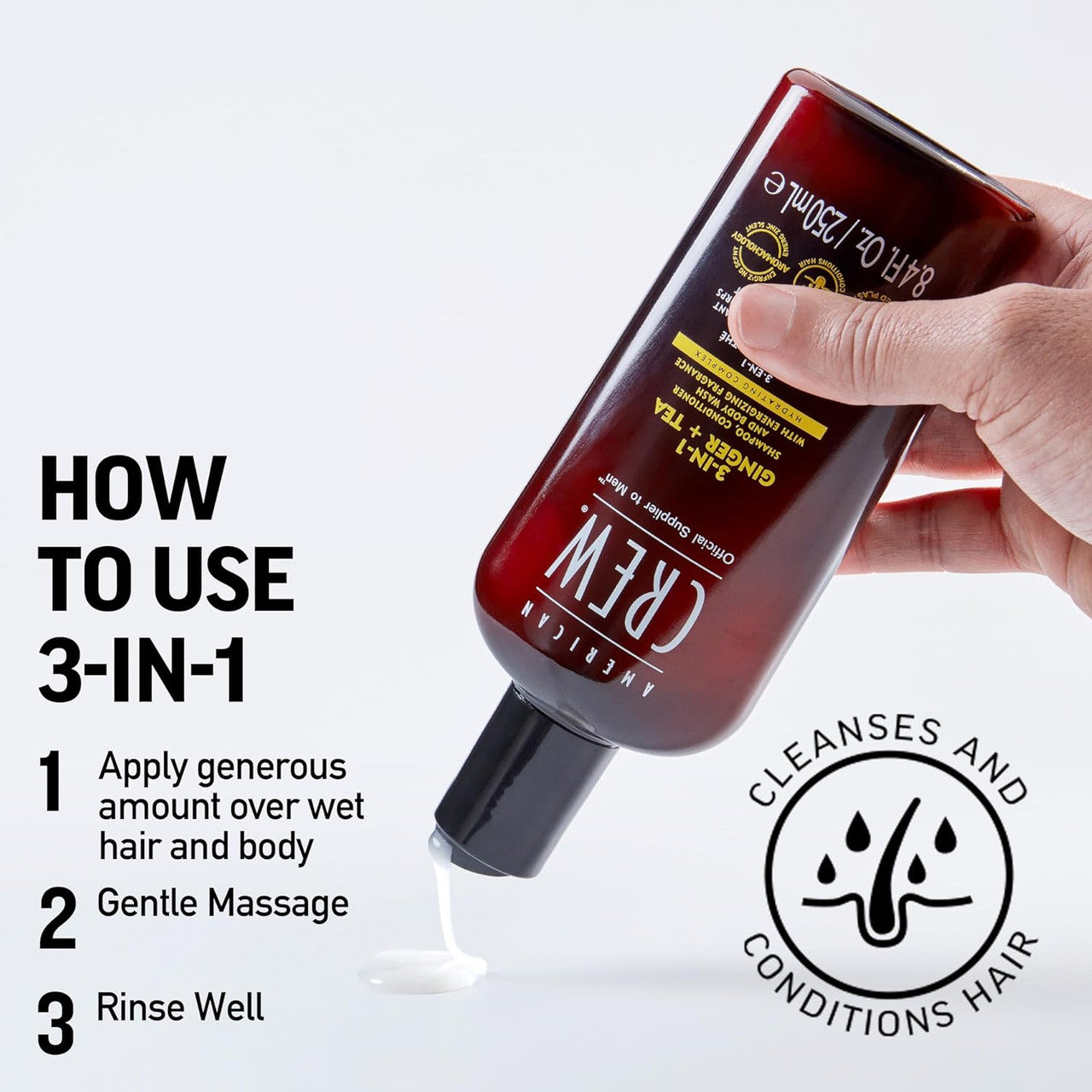 American Crew 3-IN-1 Ginger Tea Shampoo, Conditioner and Body Wash (8.4 oz)