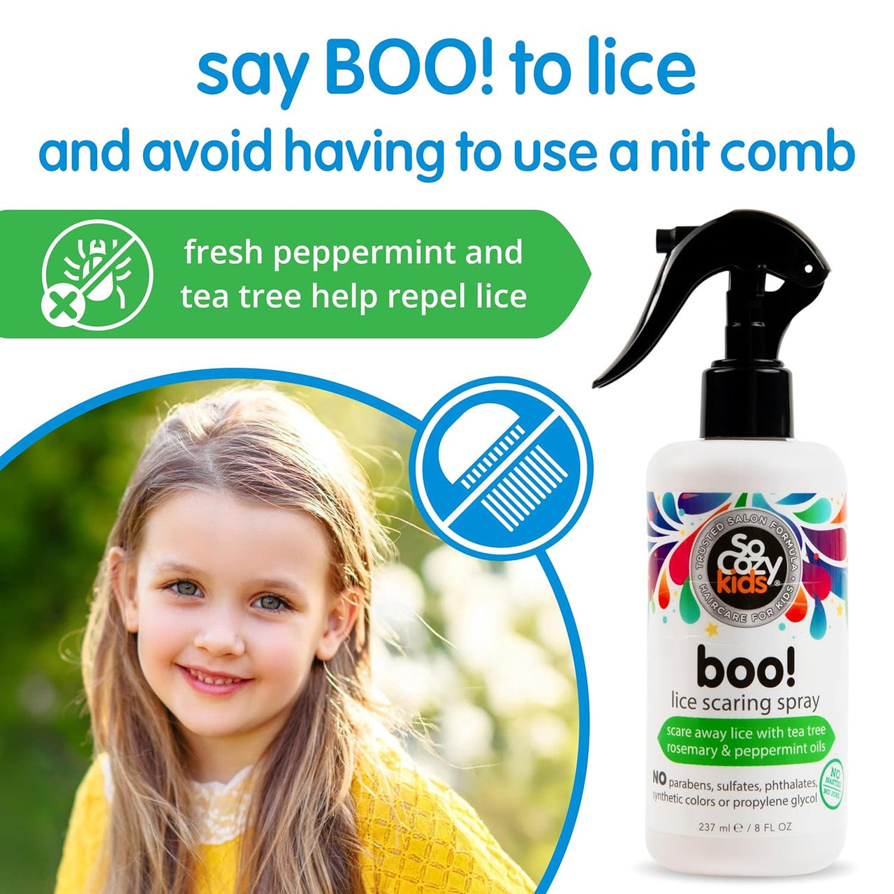 SO COZY Boo Lice Scaring Hair Treatment Spray For Kids (8oz)