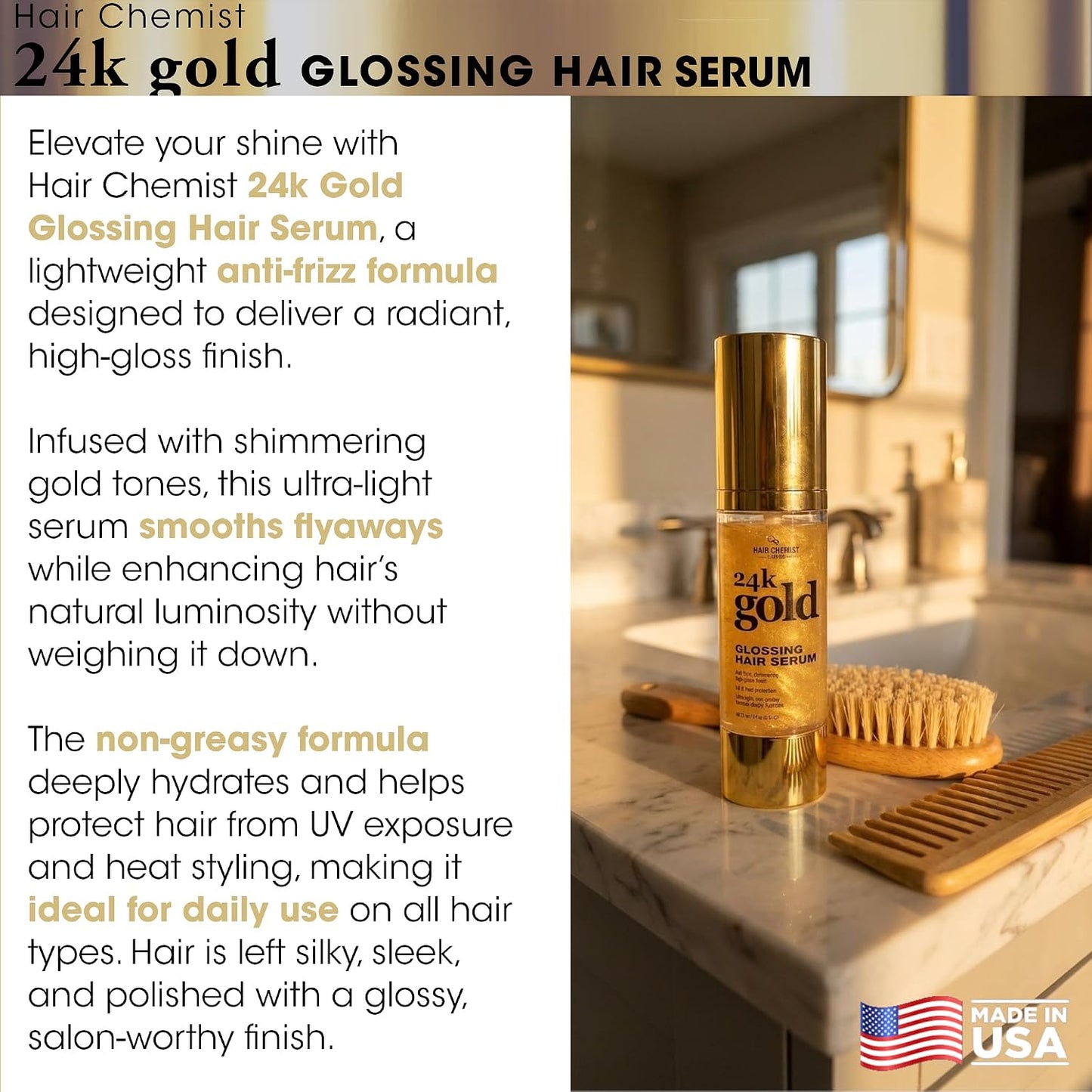 HAIR CHEMIST 24k Gold Glossing Hair Serum (3oz)