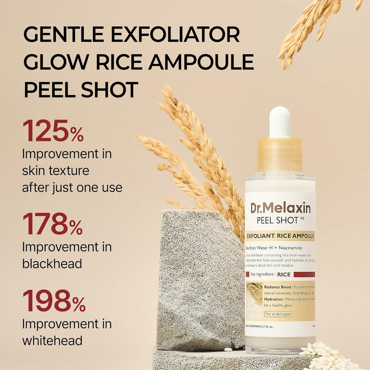 DR. MELAXIN Peel Shot Glow White Rice Peeling Ampoule (80ml)