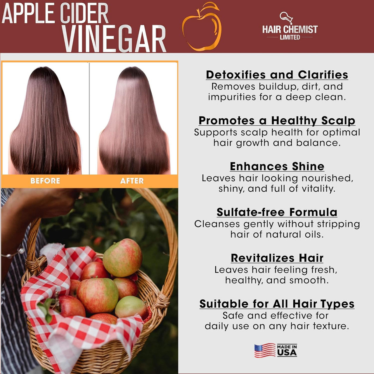 HAIR CHEMIST Apple Cider Vinegar Clarifying Shampoo (33oz)