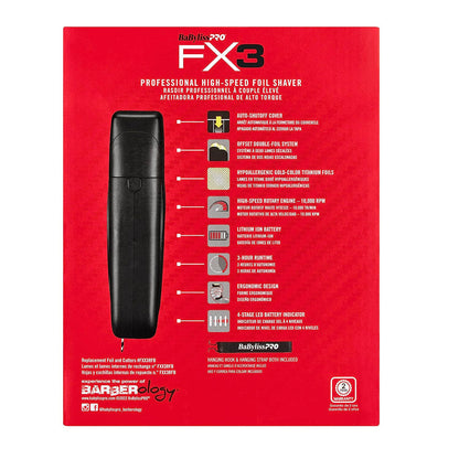 BaBylissPRO FX3 Professional High Speed Foil Shaver (Black)