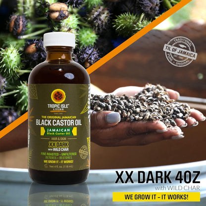 Tropic Isle Living Jamaican Black Castor Oil XX Dark with Wild Char (4 oz)