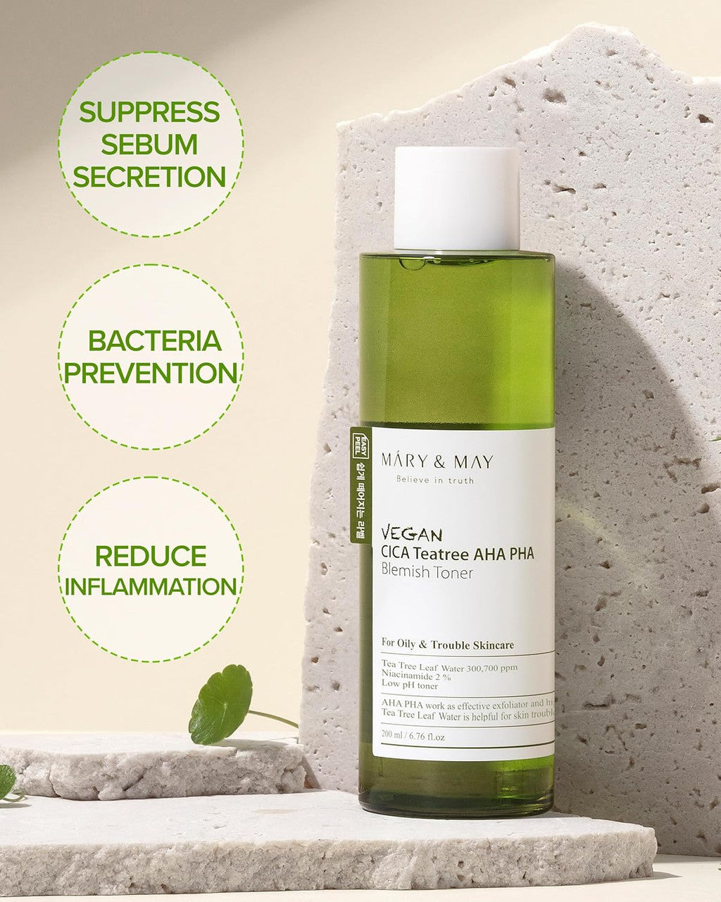 MARY & MAY Vegan CICA Tea Tree AHA PHA Blemish Toner (6.76oz)