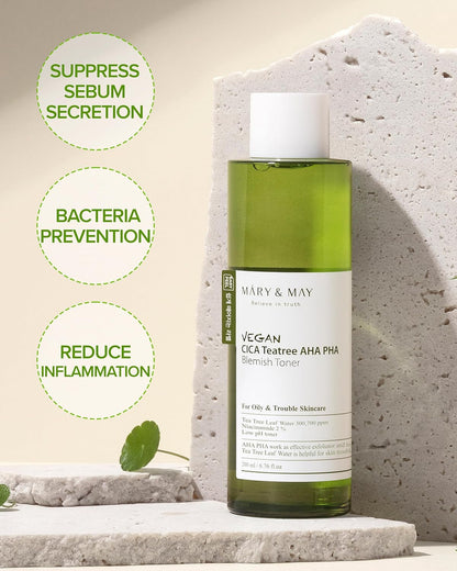 MARY & MAY Vegan CICA Tea Tree AHA PHA Blemish Toner (6.76oz)