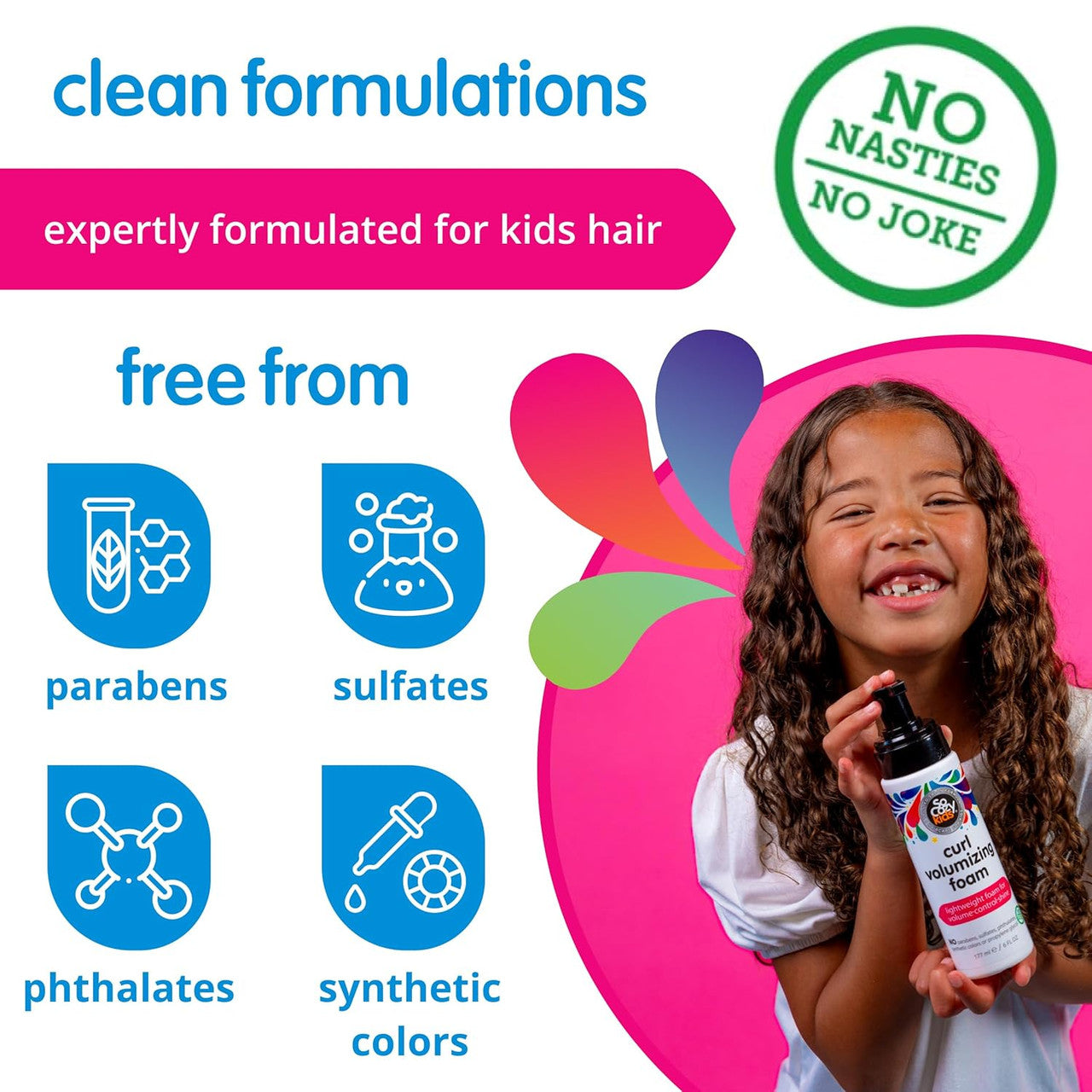 SO COZY Curl Volumizing Foam Hair Mousse for Kids (6oz)