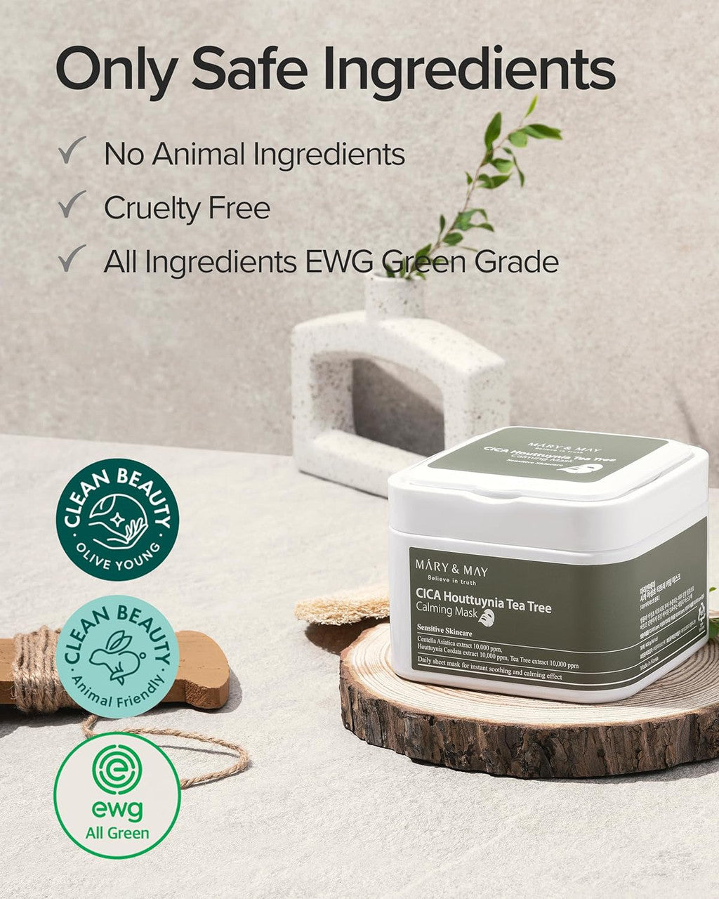 MARY & MAY CICA Houttuynia Tea Tree Calming Mask (30Sheets)
