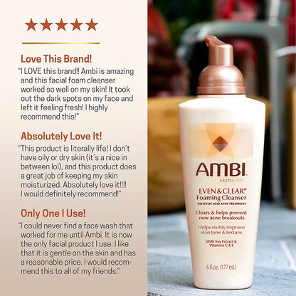 Ambi Even and Clear Foaming Cleanser (6oz)