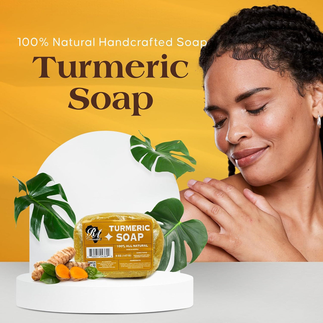 RA Cosmetics 100% All Natural Turmeric Soap (5 oz)
