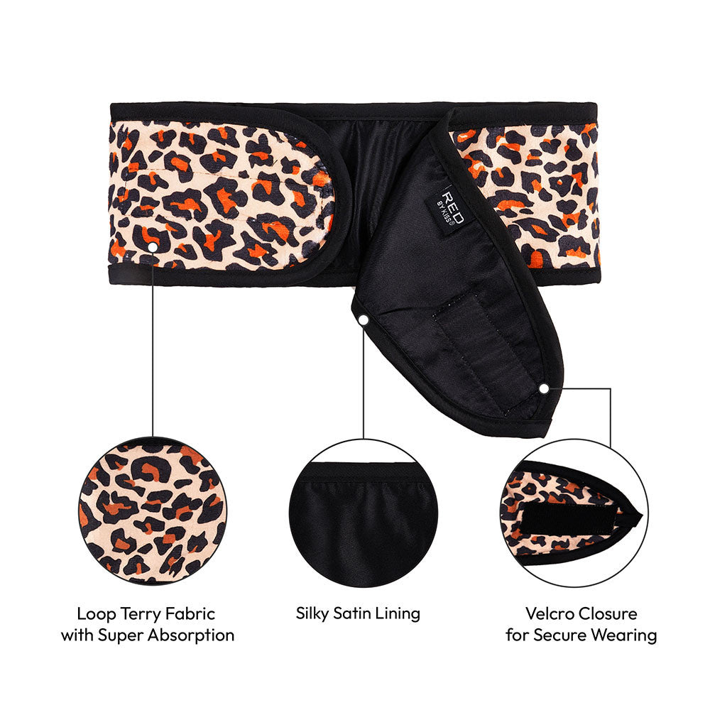 RED Velcro Spa Headband (Leopard)