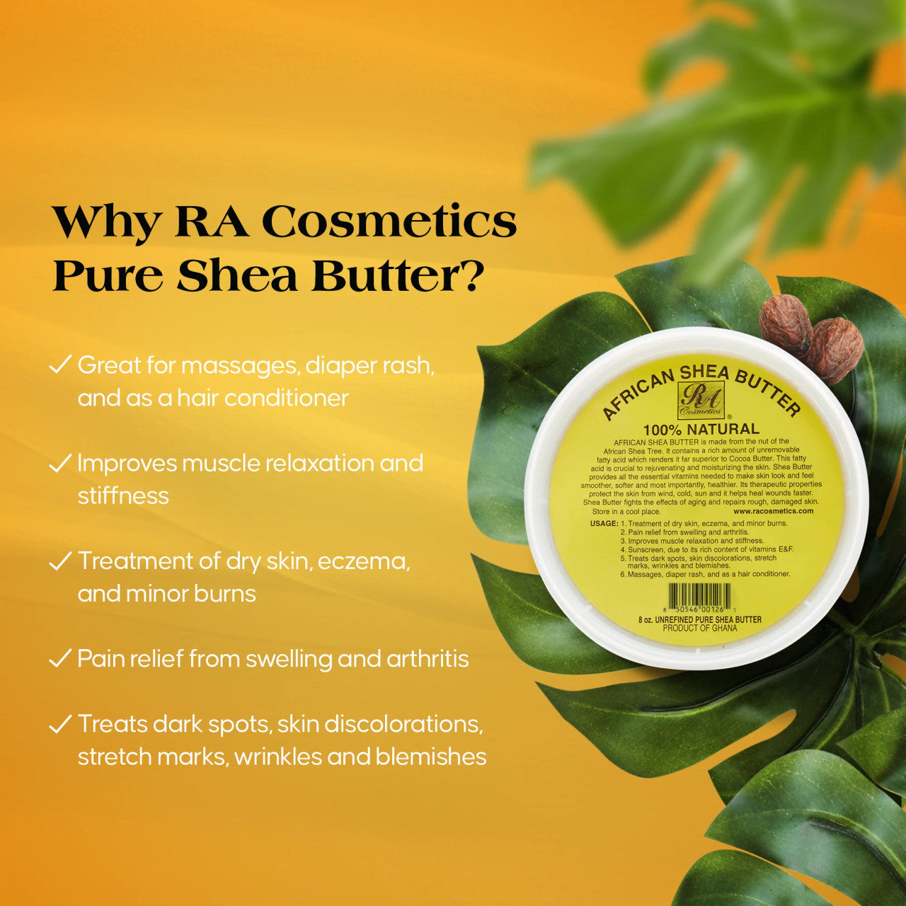 RA Cosmetics 100% Natural African Shea Butter - Yellow