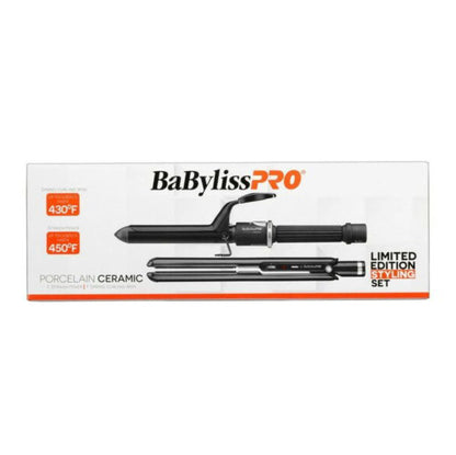 BaBylissPRO Porcelain Ceramic 1" Straightening Iron & 1" Spring Curling Iron Combo