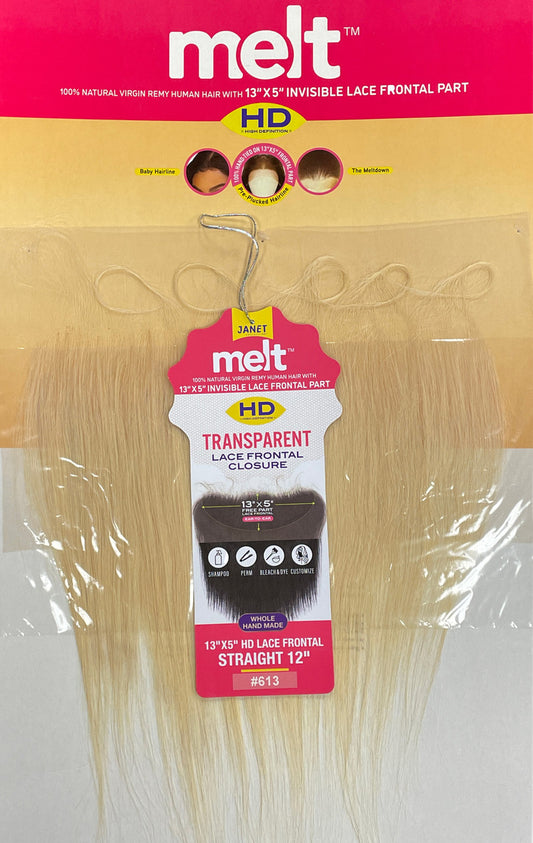 Janet Collection 100% Natural Virgin Remy 13x5 Melt HD Lace Frontal - 613 Straight (10" - 18")