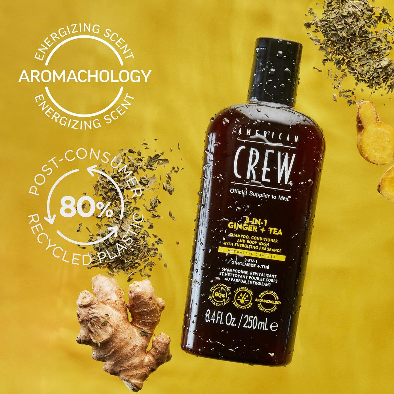 American Crew 3-IN-1 Ginger Tea Shampoo, Conditioner and Body Wash (8.4 oz)