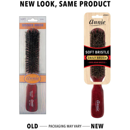 Annie Soft Wooden 100% Boar Bristle Brush 5 Row