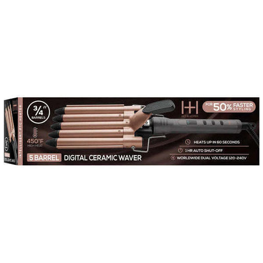 Annie Hot & Hotter Digital Ceramic 5 Barrel Waver 3/4" Grey & Rose Gold