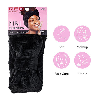 RED Plush Spa Headband (Black)