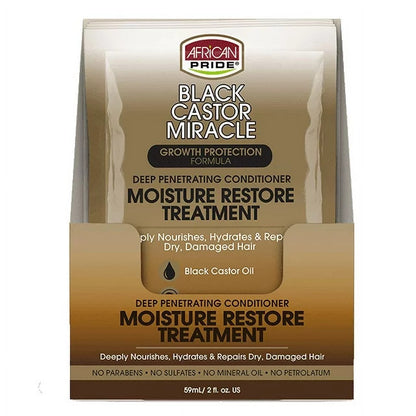 African Pride Black Castor Miracle Deep Penetrating Conditioner Moisture Restore Treatment (2 oz)