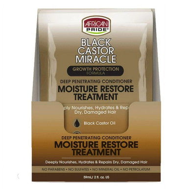 African Pride Black Castor Miracle Deep Penetrating Conditioner Moisture Restore Treatment (2 oz)