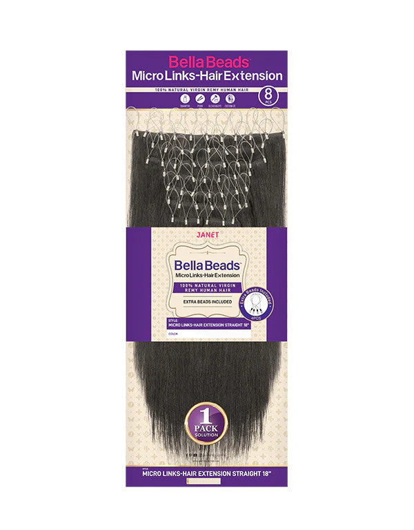 Janet Collection Bella Beads Micro Links Hair Extension - Straight 18" (8PCS)