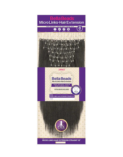 Janet Collection Bella Beads Micro Links Hair Extension - Straight 18" (8PCS)