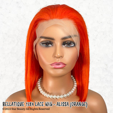 BELLATIQUE 100% Human Hair 13x4 Lace Front Wig - ALISSA (Orange)