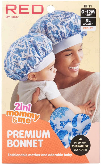 RED Mommy & Me Satin Bonnet