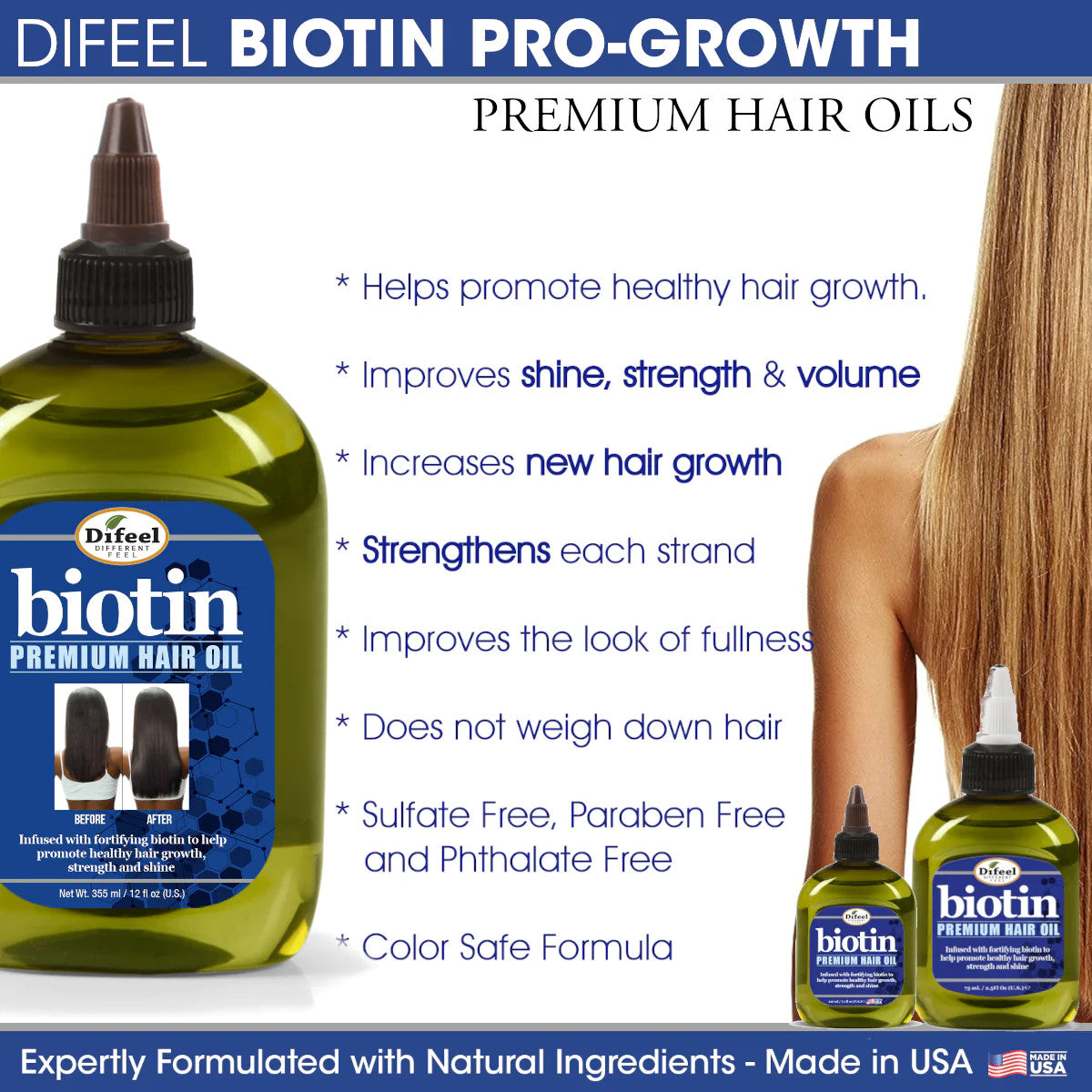 Difeel 99% Natural Biotin Premium Pro-Growth Hair Oil