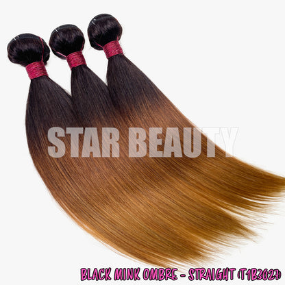 Black Mink Single Bundle - Straight (T1B/30/27) (10"- 24")
