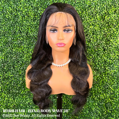 BOMB HAIR 100% Human Hair 13X5 Lace Frontal Wig - Body Wave (18"- 32")