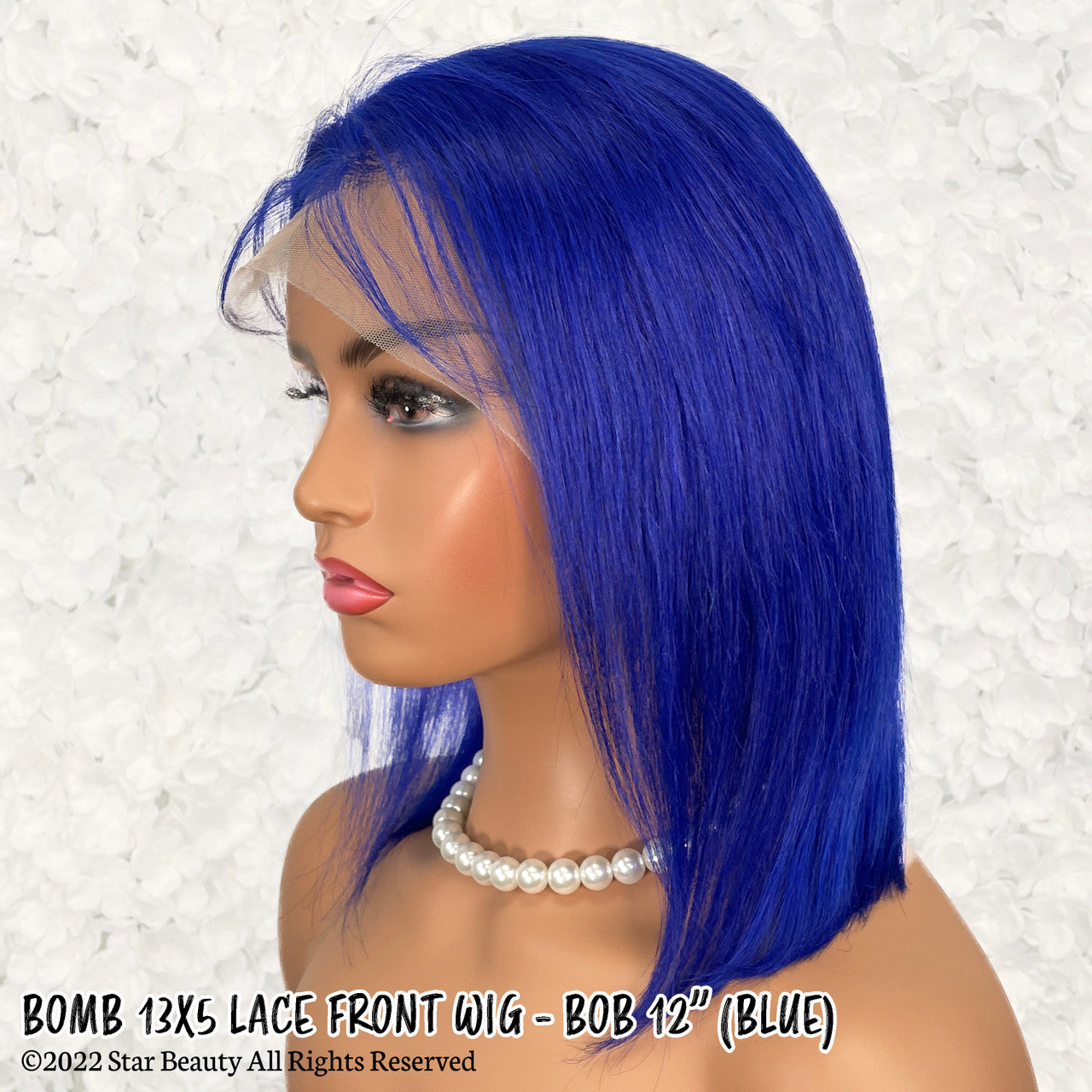 BOMB HAIR 100% Human Hair 13X5 Lace Frontal Bob Wig 12"(BLUE)