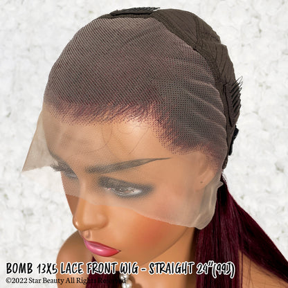 BOMB HAIR 100% Human Hair 13X5 Lace Frontal Wig - Straight (99J)