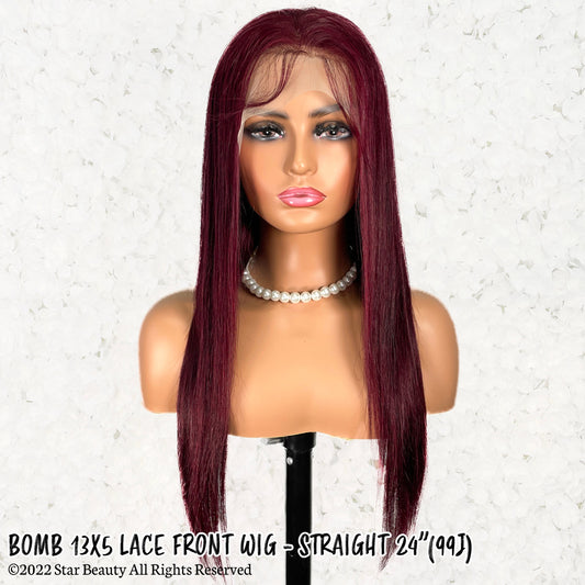 BOMB HAIR 100% Human Hair 13X5 Lace Frontal Wig - Straight (99J)