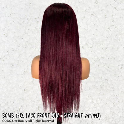 BOMB HAIR 100% Human Hair 13X5 Lace Frontal Wig - Straight (99J)