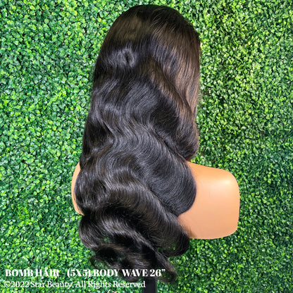 BOMB HAIR 100% Human Hair 5X5 Lace Closure Wig - Body Wave (18"- 28")