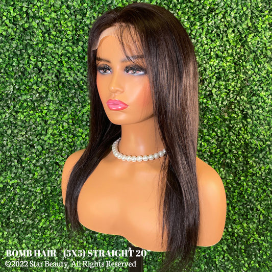 BOMB HAIR 100% Human Hair 5X5 Lace Closure Wig - Straight (18"- 28")