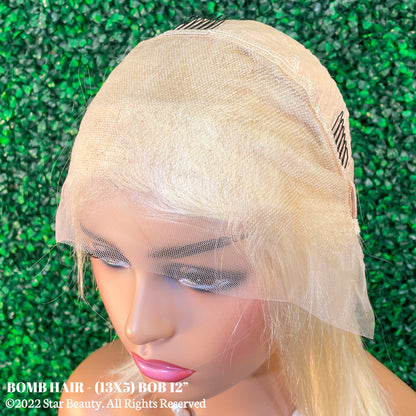 BOMB HAIR 100% Human Hair 13X5 Lace Frontal Bob Wig - Straight 613 (10"-12")