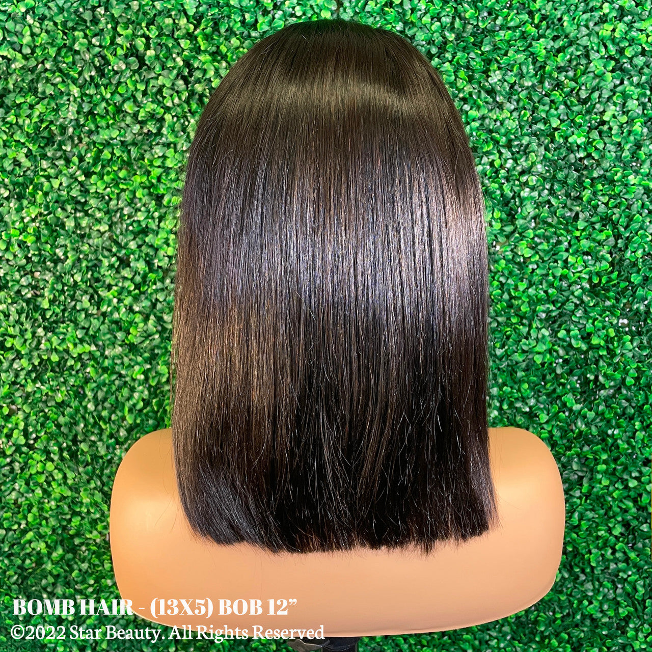 BOMB HAIR 100% Human Hair 13X5 Lace Frontal Bob Wig - Straight (Natural)