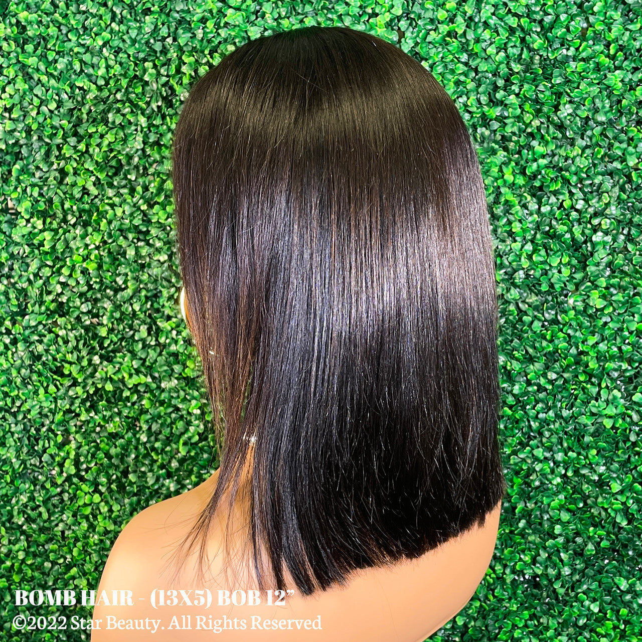 BOMB HAIR 100% Human Hair 13X5 Lace Frontal Bob Wig - Straight (Natural)