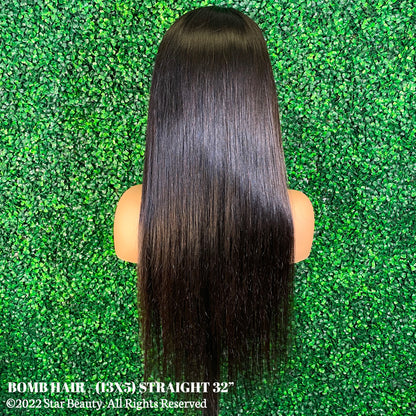 BOMB HAIR 100% Human Hair 13X5 Lace Frontal Wig - Straight (18"- 32")