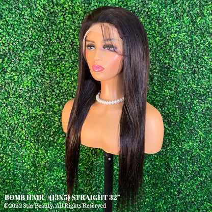 BOMB HAIR 100% Human Hair 13X5 Lace Frontal Wig - Straight (18"- 32")