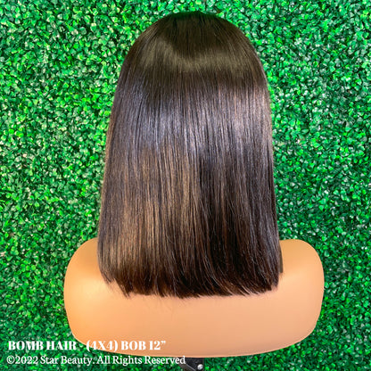 BOMB HAIR 100% Human Hair 4X4 Lace Closure Wig - Straight (Natural)