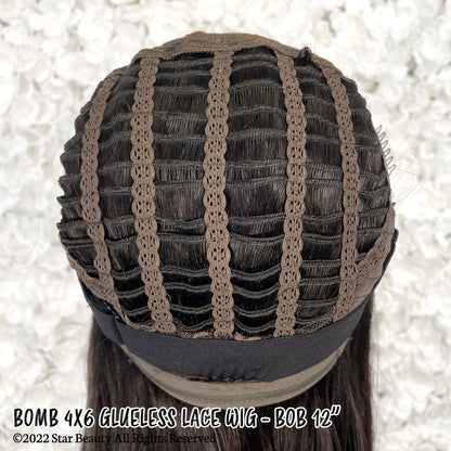 BOMB HAIR 100% Human Hair 4X6 Glueless Lace Wig - Bob 12"