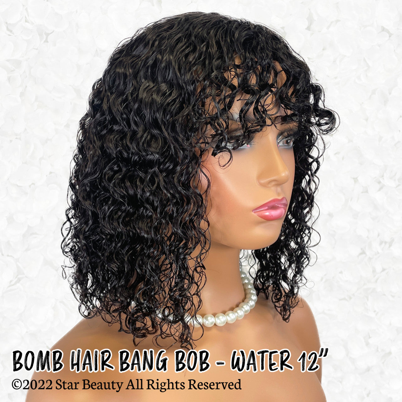 BOMB HAIR 100% Human Hair Bang Bob Wig- Water (10"- 12")