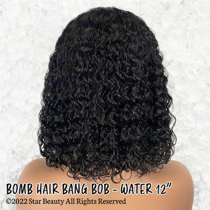 BOMB HAIR 100% Human Hair Bang Bob Wig- Water (10"- 12")