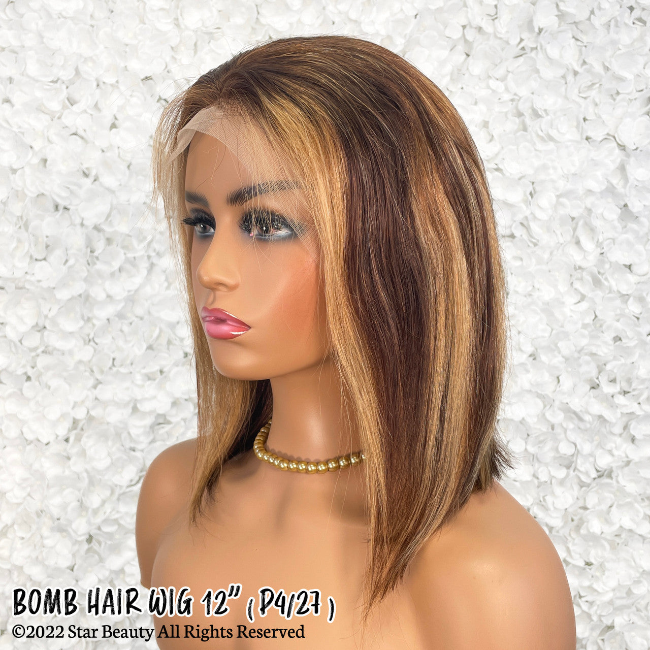 BOMB HAIR 100% Human Hair 13X5 Lace Frontal Bob Wig 12"(P4/27)