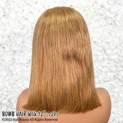 BOMB HAIR 100% Human Hair 13X5 Lace Frontal Bob Wig 12"(27)