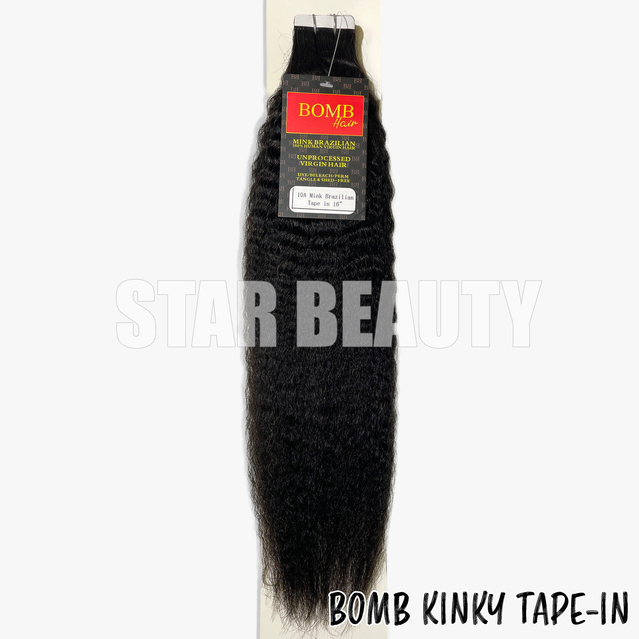 BOMB HAIR 100% Human Hair 20pcs Tape-In - Kinky Straight (16"-22")