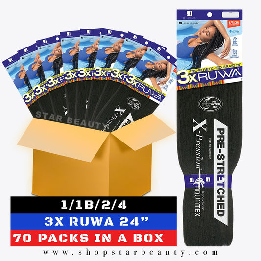 [BOX DEAL] Sensationnel Synthetic 3X X-Pression Ruwa Pre-Stretched Braid 24" (70 packs/box)