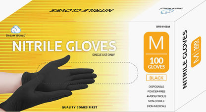 DREAM WORLD Nitrile Gloves Black (100PC)